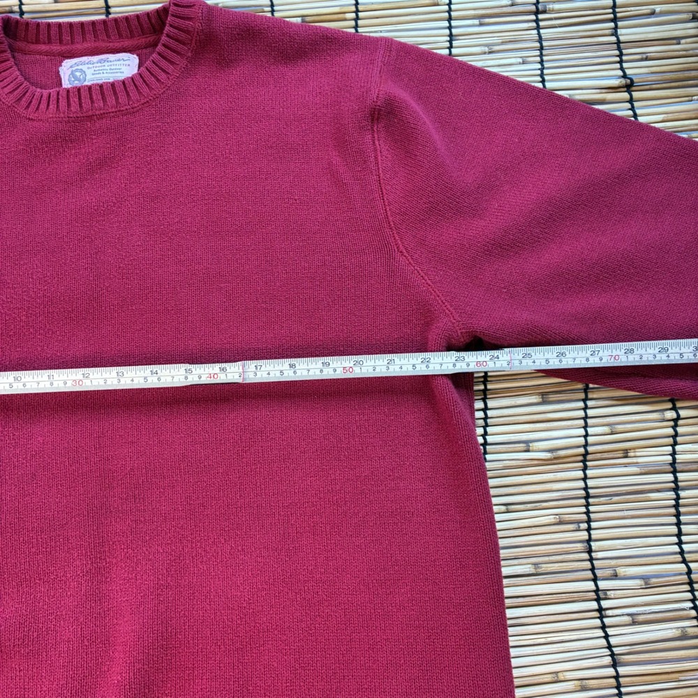 Eddie Bauer Mens Large Tall Red Cotton Crew Neck Sweater Outdoor Outfitter L T - Picture 5 of 9